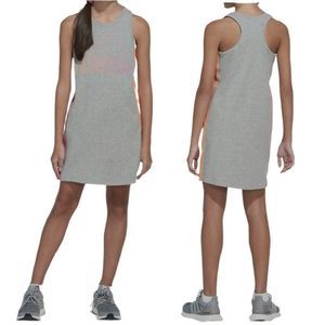 Adidas Youth Girls Tank Dress Size Large 14 Gray Sleeveless Stripes Lightweight